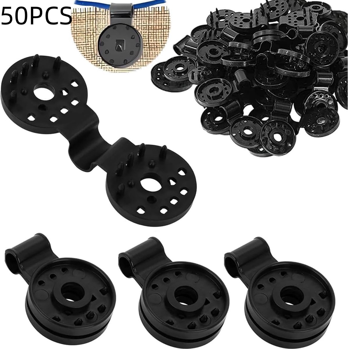 Kunststoff-sonnenschutzclips, Montageclips Für Markisennetze, Markisenstoff, Zubehör Und Montage Von Markisennetzen, Vogelabweisendes Gartennetz, Markisennetzstoff, Runde Markisenzubehörteile, Schwarz