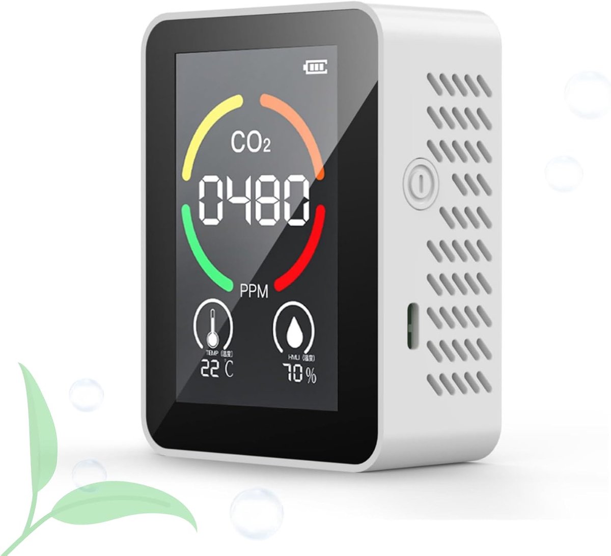 3-in-1-raumluftqualitätsmonitor – Co₂-messgerät – Luftqualitätsmessgerät – Mit Hygrometer Und Thermometer – Tragbar Und Wiederaufladbar – Luftqualitätsmessung Für Zuhause, Büro, Schule, Hotel Und Auto