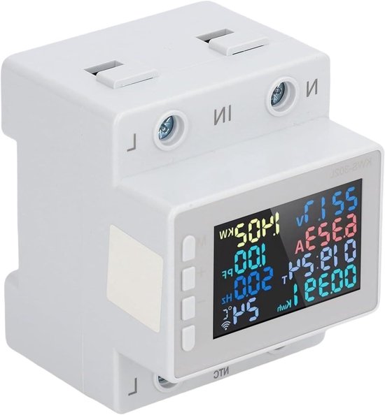 Stromzähler – Energiezähler – Energieverbrauchsanzeige – Farb-lcd-display – 63 A – Weiß