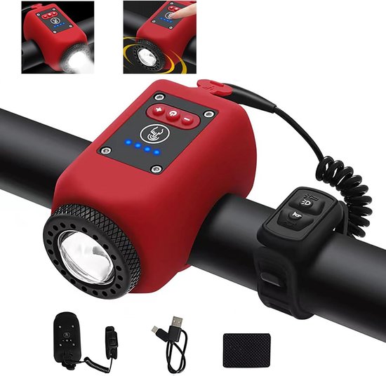 Elektronische Fahrradhupe Mit Beleuchtung，mini-elektrofahrradklingel Mit 6 Tönen，wiederaufladbare Lichtklingel Über Usb-c，einstellbare Lautstärke
