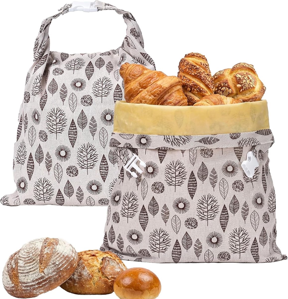 Brotbeutel – 2 Stück – Bienenwachs-brotbeutel – Leinen – Wiederverwendbar – Brotkästen – Für Selbstgebackenes Brot – 43 X 33 Cm – J