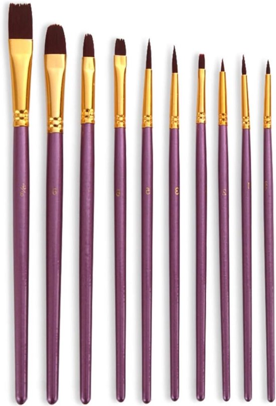 Komplettes 10-teiliges Pinselset Für Künstler – Ideal Für Acryl-, Aquarell- Und Ölfarben, Perfekt Für Anfänger Und Hobbykünstler