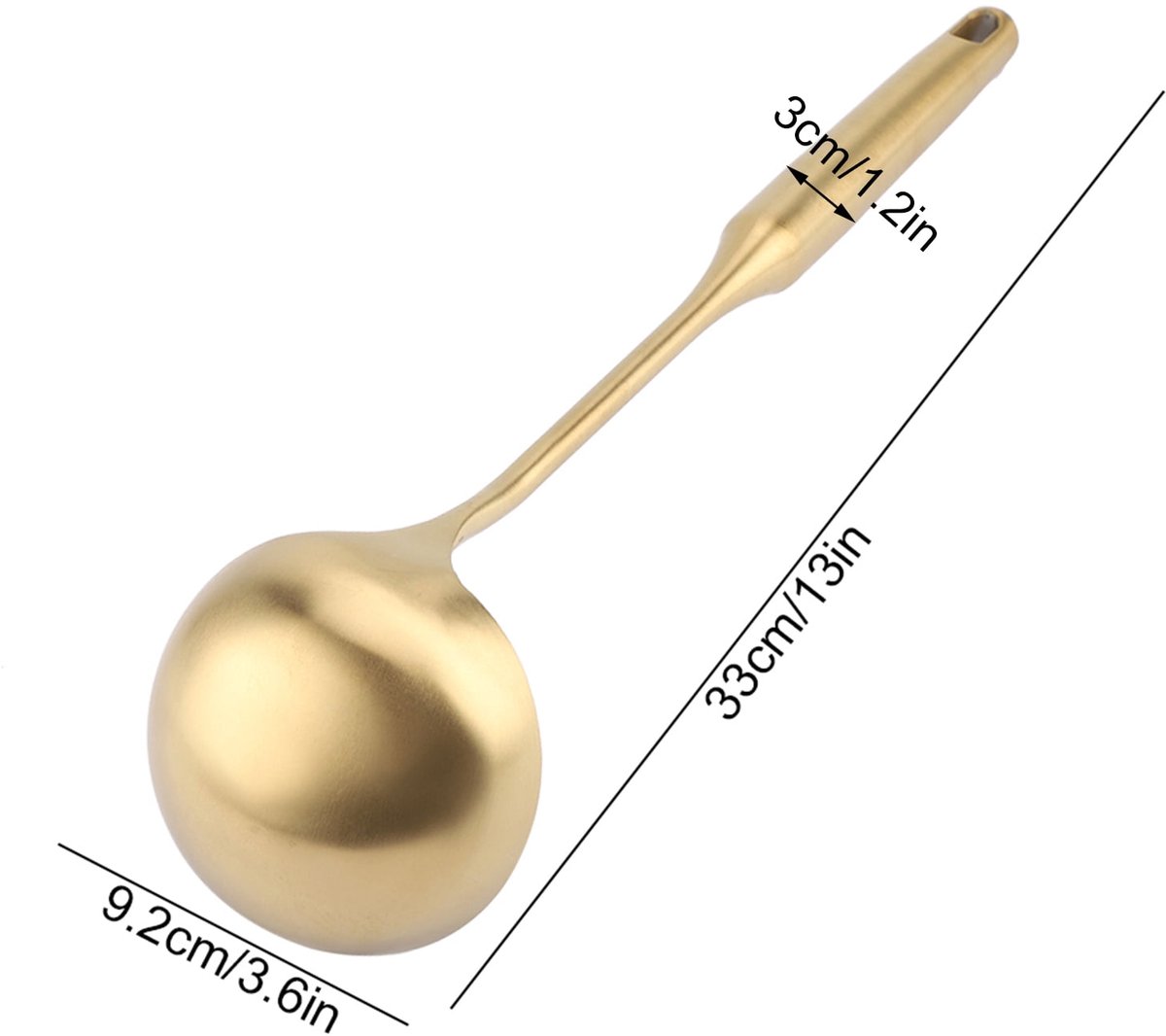 Suppenkelle Aus Edelstahl 304 Mit Ergonomischem, Rundem Vakuumgriff, Kochlöffel, Große Suppenkelle, Goldfarben.