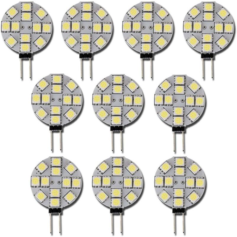 10 G4 Led-lampen, Dc 12v, Nicht Dimmbar, Weiß, 6000k, 20w, Geeignet Für Halogenlampen In Küchen, Wohnmobilen, Wohnwagen, Anhängern, Booten Usw.