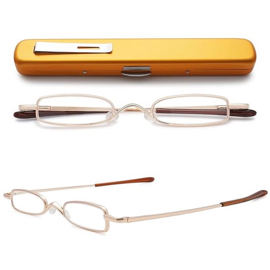 Set Mit 2 Lesebrillen，schlankes Metallfederscharnier，klassisches Design，leichte Lesebrillen Für Damen Und Herren，goldfarben (2,0+)
