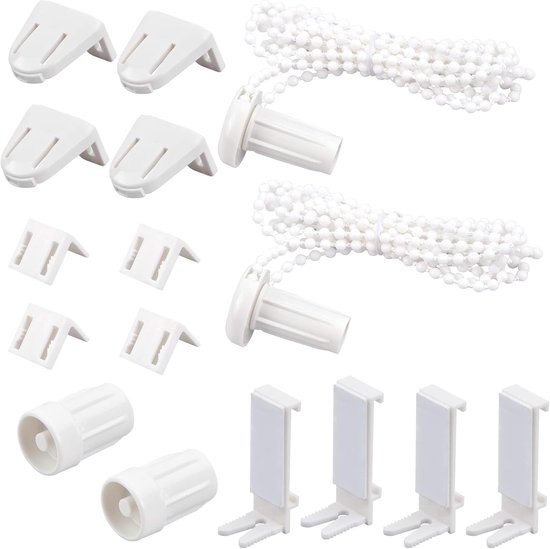 Set Mit 16 Teilen: 17-mm-vorhangkopf, Rollensteuerung, Vorhangzubehör, Inklusive 2 Mirabead-zubehörteilen