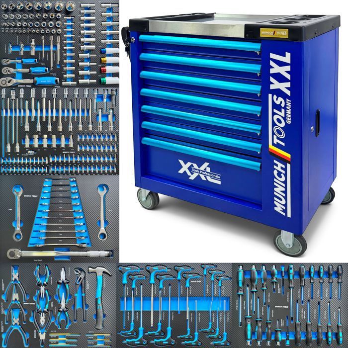 Barracuda Tools Werkstattwagen Munich Tools 7 Schubladen, Davon 6 Bestückt - Blau