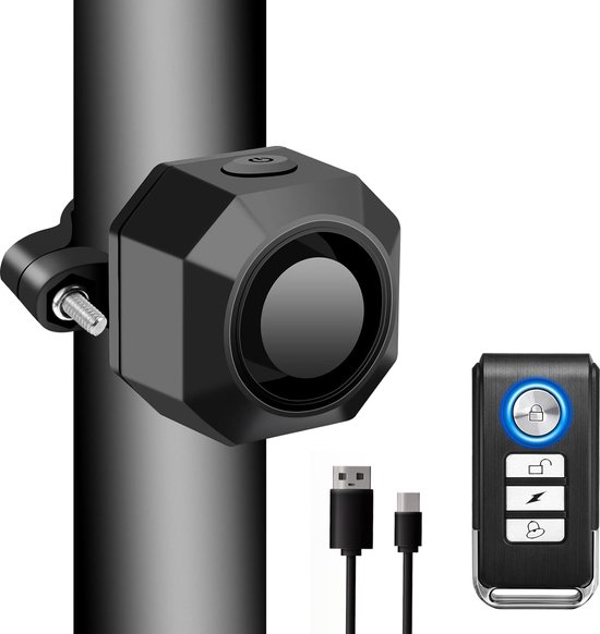 Diebstahlsicherer Fahrradalarm，alarmsystem Für Fahrräder Und Roller，fahrradalarm Mit Fernbedienung，110 Db，usb-c-ladeanschluss