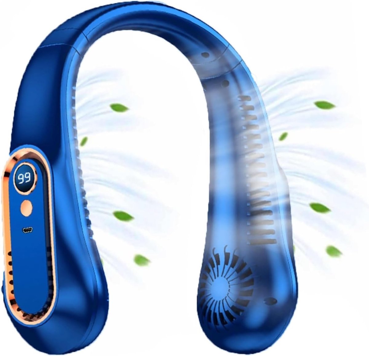 Blauer Nackenventilator – Tragbarer Nackenventilator Mit Kühlfunktion – 5 Einstellungen – Kabellos – Mini-ventilator – Handventilator – Gesichtsventilator