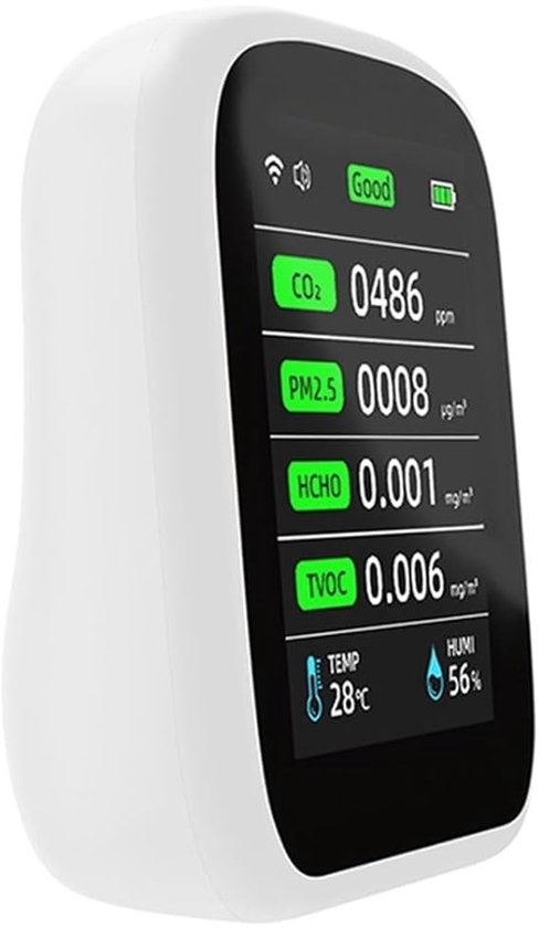 Luftqualitätsmessgerät – Luftqualitätsprüfer – Innenraumluftmessung – 8-in-1-messung – 70 X 84 X 35 Mm – Weiß