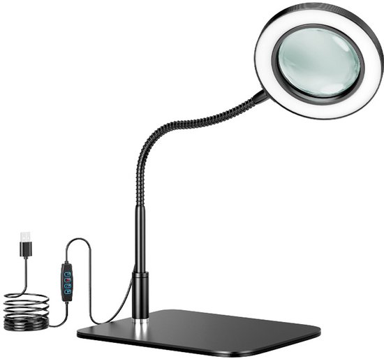 Vergrößerungslampe – 10-fache Vergrößerung – Dimmbar – 3 Lichtfarben