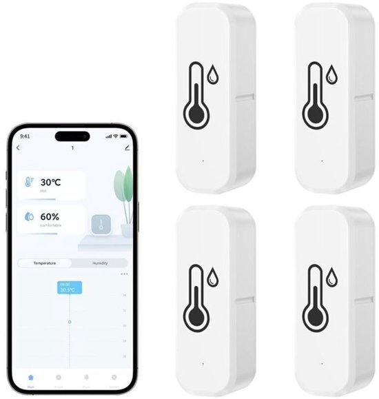 Tuya Smart Living Wlan-thermometer-hygrometer – 4 Stück – Weiß