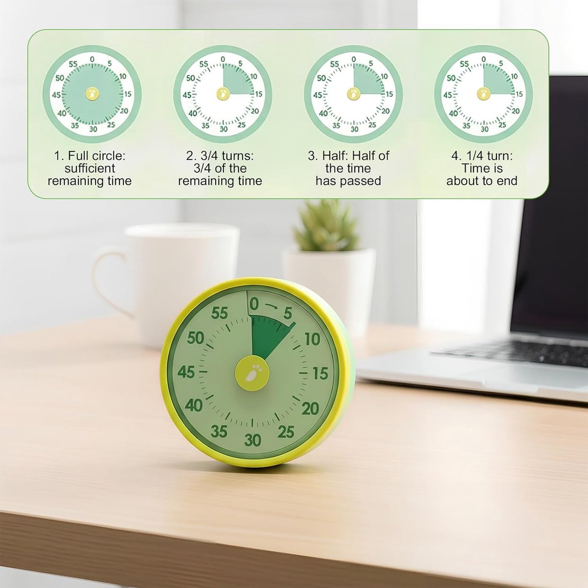 Visueller Timer Für Kinder – Mechanischer Timer – Magnetischer 60-minuten-timer – Küche – Klassenzimmer – Büro – Zeitmanagement-tools Für Lernen Und Kochen