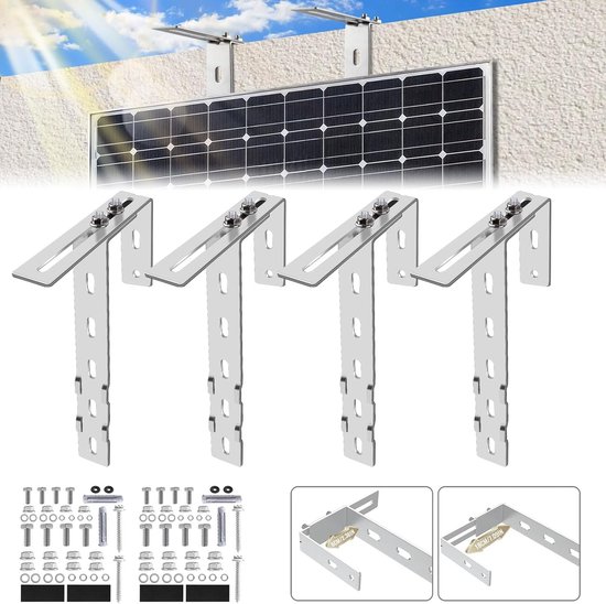 4 Verstellbare Haken Für Solarpaneele, Geeignet Für Balkon, Rund Und Quadratisch
