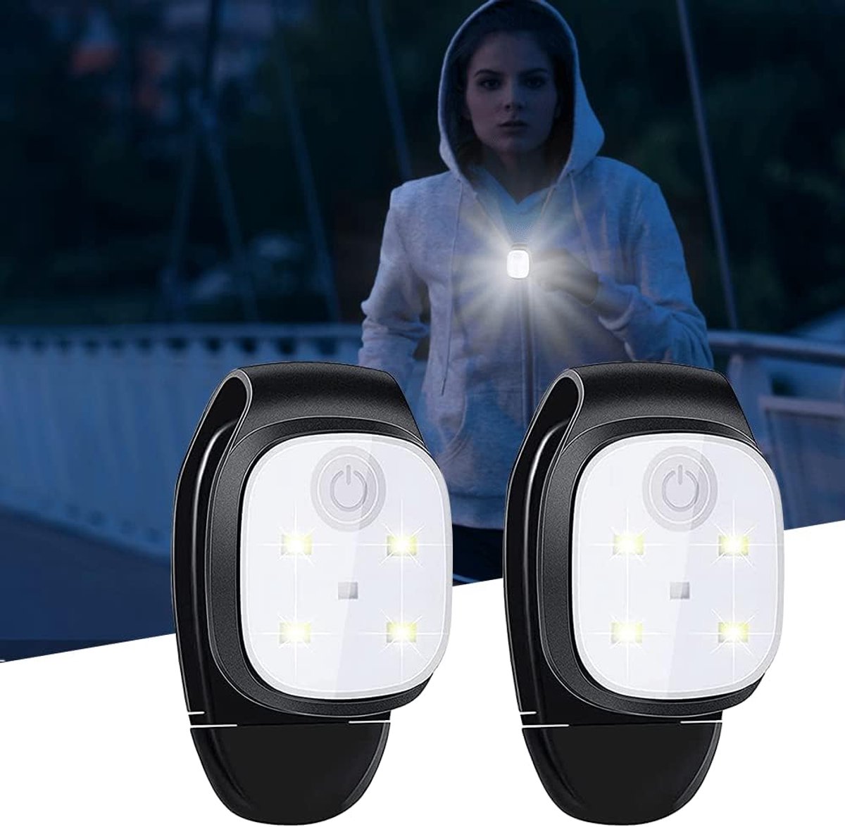 Led-klemmleuchten, 2er-pack, Wiederaufladbar, Wasserdicht, Sicherheitsbeleuchtung, Laufzubehör, Geeignet Zum Joggen, Spazierengehen, Laufen, Angeln, Campen Und Trekking.