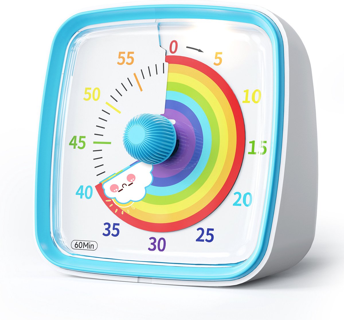 Timer Mit Regenbogenmuster – Timer – Zeitschaltuhr – Küchentimer – Wecker – Timer Mit Nachtlicht – 60-minuten-timer Mit Visueller Anzeige – Lernuhr – Blau