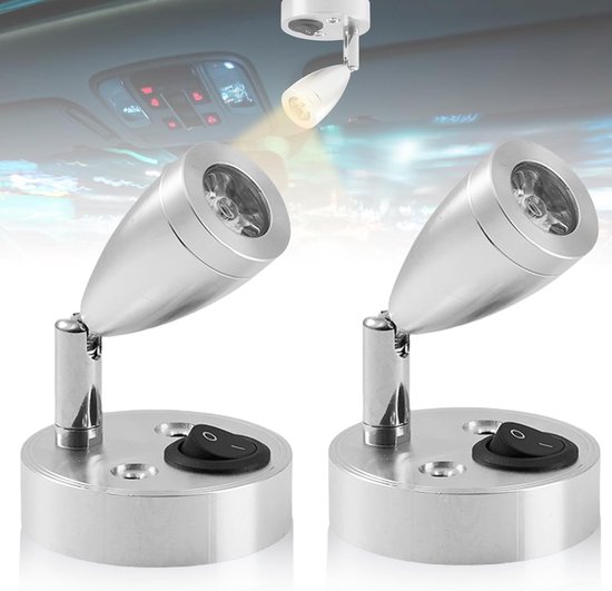 Zweiteilige 12-v-led-leseleuchte Für Wohnmobile Und Wohnwagen，innenbeleuchtung Mit Einstellbarem Schalter，3 W，warmweiß 3000 K