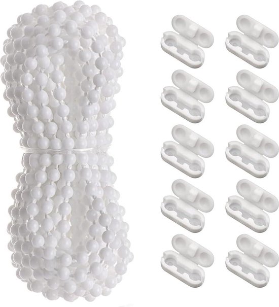 Ersatzkette Für Rollos – 10 Meter Kette Mit 10 Kettenverbindern – Weißes Rollo