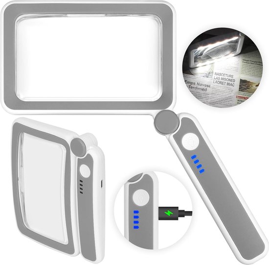 Wiederaufladbare Leselupe X4，beleuchtete Lupe Für Sehbehinderte Senioren，leichte Led-lupe Zum Lesen Von Zeitungen Und Kleingedrucktem