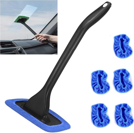 Windschutzscheibenreinigungswerkzeug，windschutzscheibenreinigungsstäbe，5 Wiederverwendbare Tücher，schmutzige Autowaschbürste (blau)