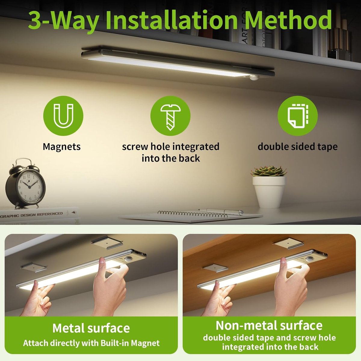 Küchenunterbauleuchte Mit Led-bewegungsmelder (2er-pack) – 76 Leds, Usb-ladegerät, Dimmbar, Magnetisch – Kabellose Unterbauleuchte Für Küche, Treppenhaus Und Flur – Weiß – 30 X 4 X 1,5 Cm