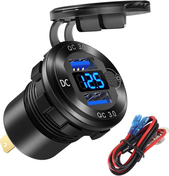 12v/24v Usb-schnellladebuchse 3.0 Mit Zwei Usb-anschlüssen，wasserdichtem Aluminium-zigarettenanzünder-usb-ladegerät-diy-kit Für Auto