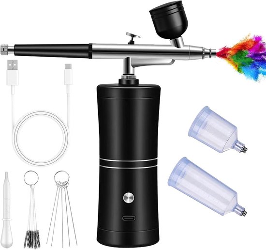 Multifunktionales Hand-airbrush-kompressor-set，wiederaufladbare Airbrush Für Nageldesign，modellbau Und Modellfarben