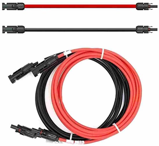 4 Mm² Solarkabel-verlängerungskabel Mit Solarstecker，2er-pack，3 Meter，rot/schwarze Adern An Beiden Enden，photovoltaikkabel Mit Stecker