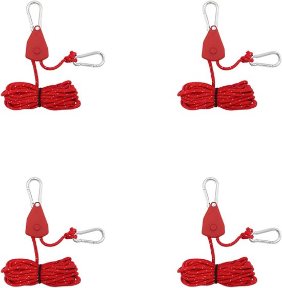 4 Stück 4 M Lange, Reflektierende Kordelzüge – Mit Seilspanner – Ø 4 Mm Verstellbares Seil Mit Ratsche – Mit Hakenseil Mit Ratsche – Schwarz
