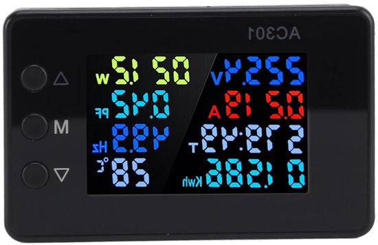 Digitaler Energiezähler – Leistungsmesser-monitor – Energieverbrauch – Breiter Messbereich – 50–300 V, 20 A – Weiß