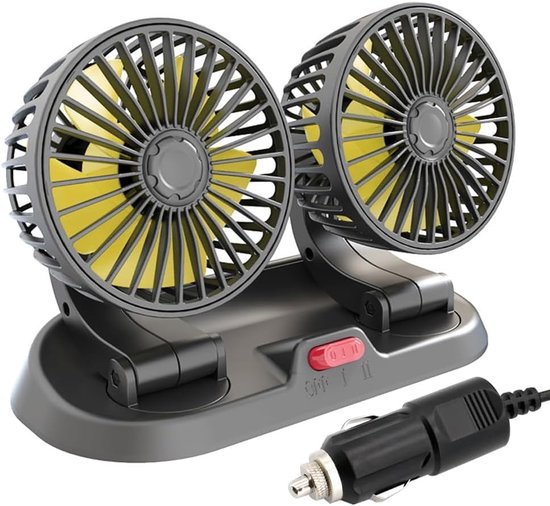 12v Doppel-autolüfter, Tragbar, Mit Zigarettenanzünderstecker, 360-grad-drehung, 2 Einstellbare Geschwindigkeiten, Geeignet Für Pkw, Lkw Und Suvs