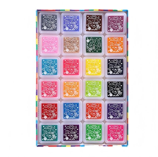 Kreatives Stempelkissen-set Zum Selbermachen，fingerabdruck-stempelkissen-set，sichere Und Auswaschbare Stempelkissen，24 Farben Im Set
