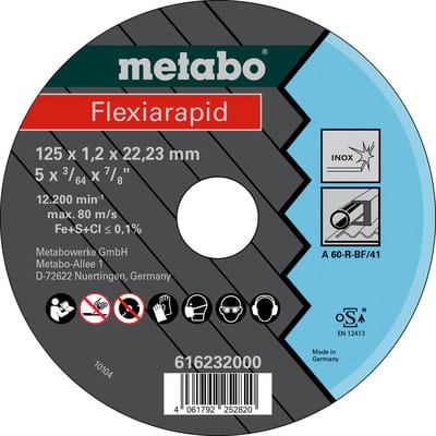 Metabo Trennscheibe Flexiarapid 125x1,2x22,23 Inox gerade Ausführung