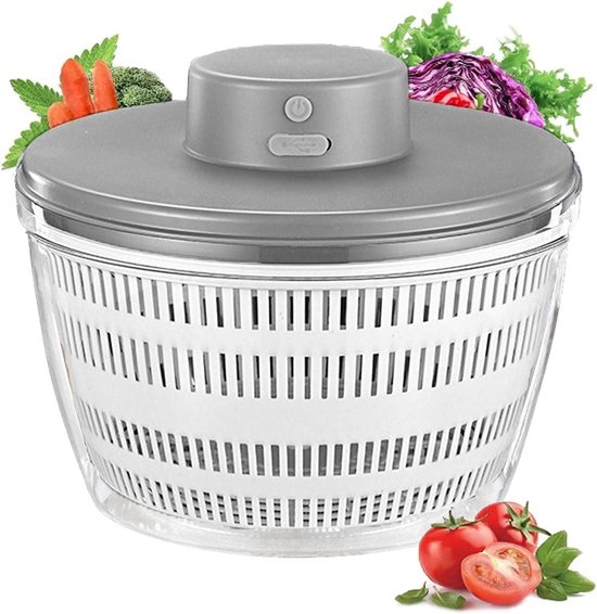 Elektrische Salatschleuder，4 L，usb-anschluss，salatschleuder Und Trockner Für Obst Und Gemüse，salattrockner Mit Hoher Kapazität，weiß