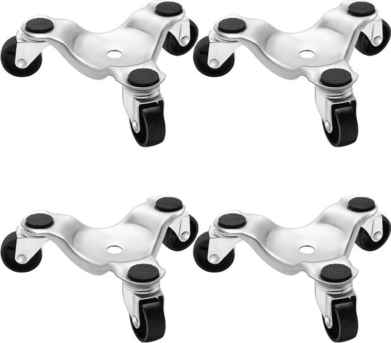 4-teiliges Möbelrollwagen-set – 3-rädrige Stahl-dreiecksrollen (15,24 Cm/6 Zoll) – Tragkraft: 90,7 Kg/200 Lbs