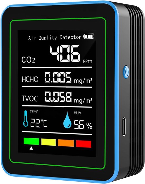 Innenraumluftqualitätsmonitor，5-in-1 Tragbarer Intelligenter Luftqualitätstester Für Co2，pflanzen Und Haustiere Usw