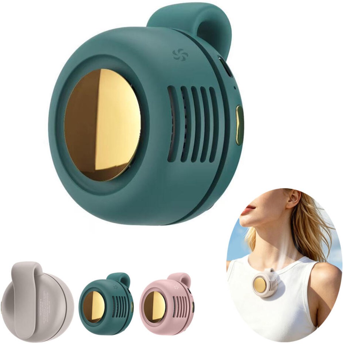Grüner Tekroa® Usb Mini Clip-ventilator Ohne Rotorblätter, 3 Modi, 360° Verstellbar, Kabelloser Hüft- & Nackenlüfter Für Sommerkühlung