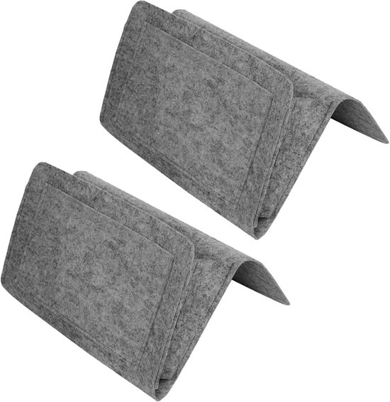 2x Nachttisch-organizer-tasche – Aufbewahrungshaken Für Bett & Sofa – Filz – Beige