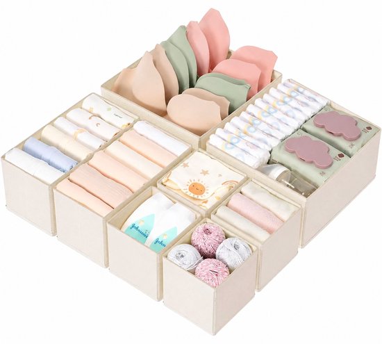 Schubladen-organizer-set Für Babykleidung，beige，4 X 14 X 12 Cm + 2 X 28 X 14 X 12 Cm + 2 X 28 X 28 X 12 Cm