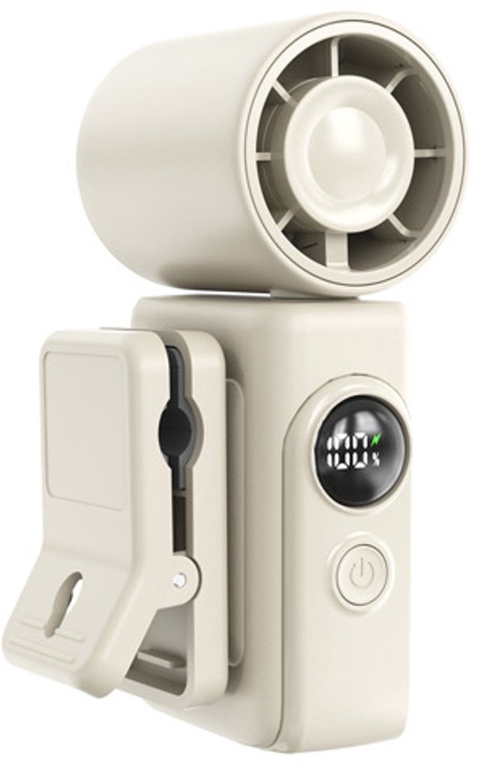 Tragbarer Mini-ventilator Mit Drehbarem Kopf Und Clip，led-anzeige，4 Geschwindigkeitsstufen，usb-aufladbar，büro Und Outdoor-aktivitäten (beige)
