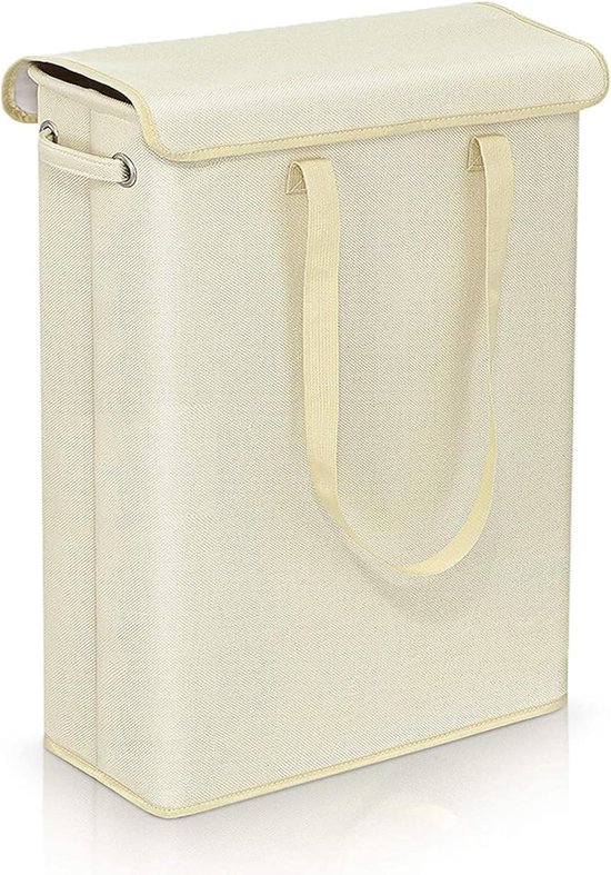 Wäschekorb Mit Deckel – Aufbewahrungskorb Für Kleidung – Verstärkter Boden – 28,9 X 19 X 60 Cm – Beige