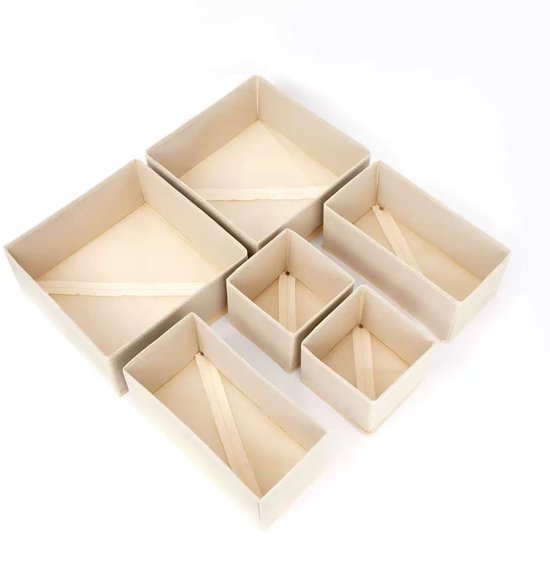 Schubladenorganizer – Faltbare Schubladeneinsätze – Aufbewahrungsboxen Für Kleidung Und Accessoires – 6-teiliges Set – Beige
