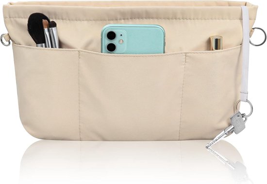 Aufbewahrungstasche – Filz-handtaschenorganizer – Taschenorganizer – Tasche-in-tasche – Mit Trageband Und Innentaschen – Beige – Größe L