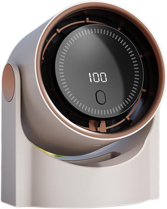 Tragbarer Tischventilator, Blattloser Ventilator, Kühlzubehör Mit Digitalem Display, Leise, Tragbar, Usb-aufladbar, Beige
