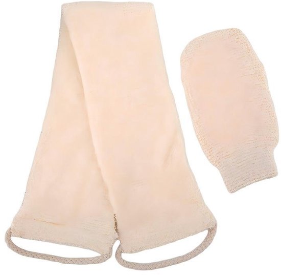 Rückenreinigungsstreifen，dusch-rückenreiniger Mit Peelinghandschuh，dusch-peelingstreifen，rückenreinigungsbürste，dusch-rückenabzieher，beige