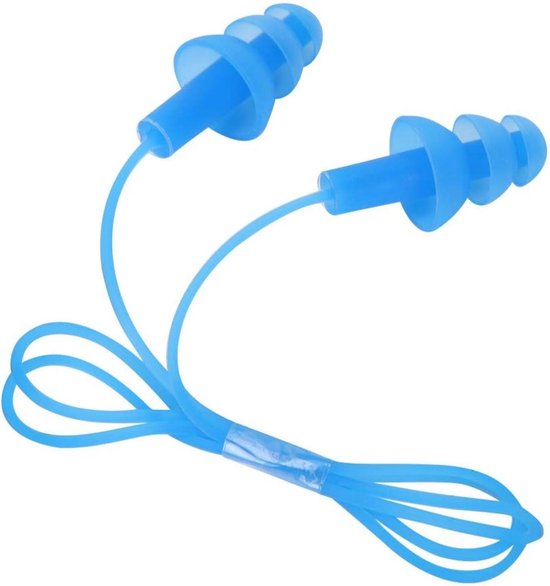 Schwimm-ohrstöpsel – Wiederverwendbare Silikon-ohrstöpsel Mit Kordel – Geeignet Für Schwimmduschen (blau)