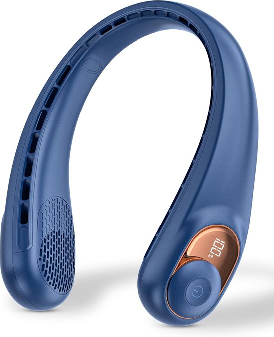 Nackenventilator，persönlicher Ventilator Mit Led-anzeige，usb-c-aufladbar，4000 Mah Akku，perfekt Für Zuhause，reisen Und Sport (blau)