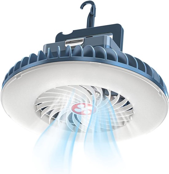 Campingventilator，led-campinglampe，tragbare Ventilatorlampe，usb，campingbeleuchtung，outdoor-campingzubehör，deckenventilator Mit Beleuchtung，blau
