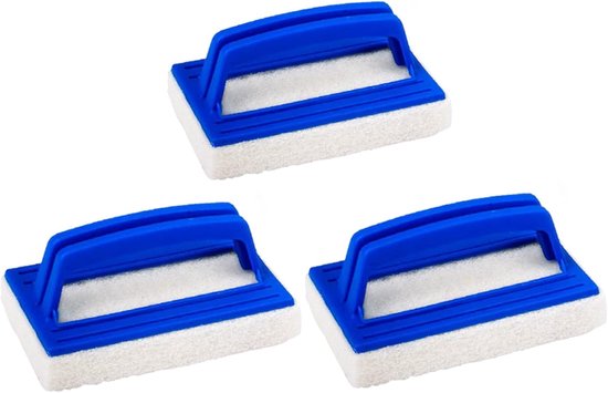Poolbürste – 3-teilig – Poolschwamm – Poolwandbürste – Scheuerschwamm – Bürste – Algenschwamm – Poolbürste Mit Griff – Blau