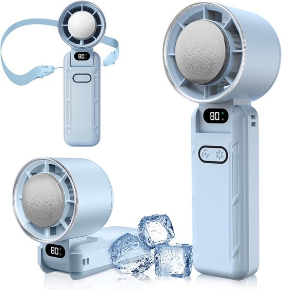 Tragbarer Mini-ventilator，3600mah Akku，usb-ladefunktion，led-anzeige，geeignet Für Camping，outdoor-aktivitäten，reisen Und Strandurlaube (blau)